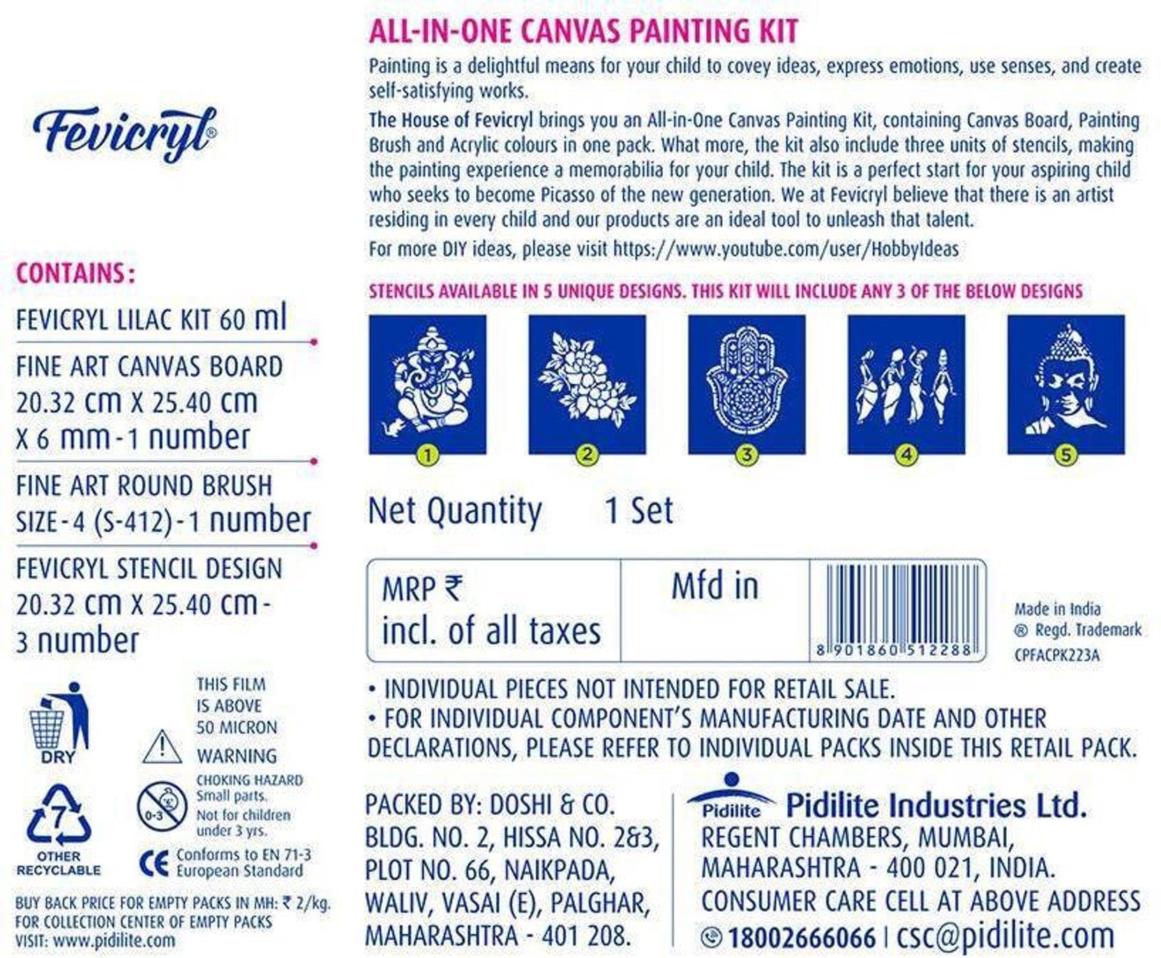 Fevicryl All in One Canvas Kit (Mrp-225/-)