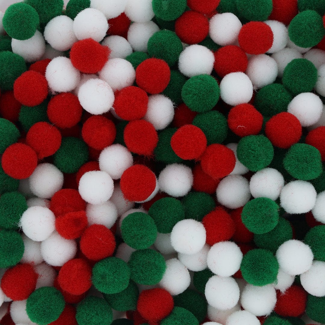 Crafteria Green & Red Monochrome 1 Cm Pom Pom Heavy
