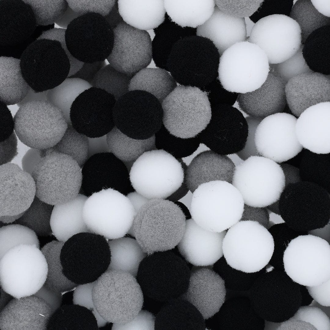 Crafteria Black & White Monochrome 2 Cm Pom Pom Heavy