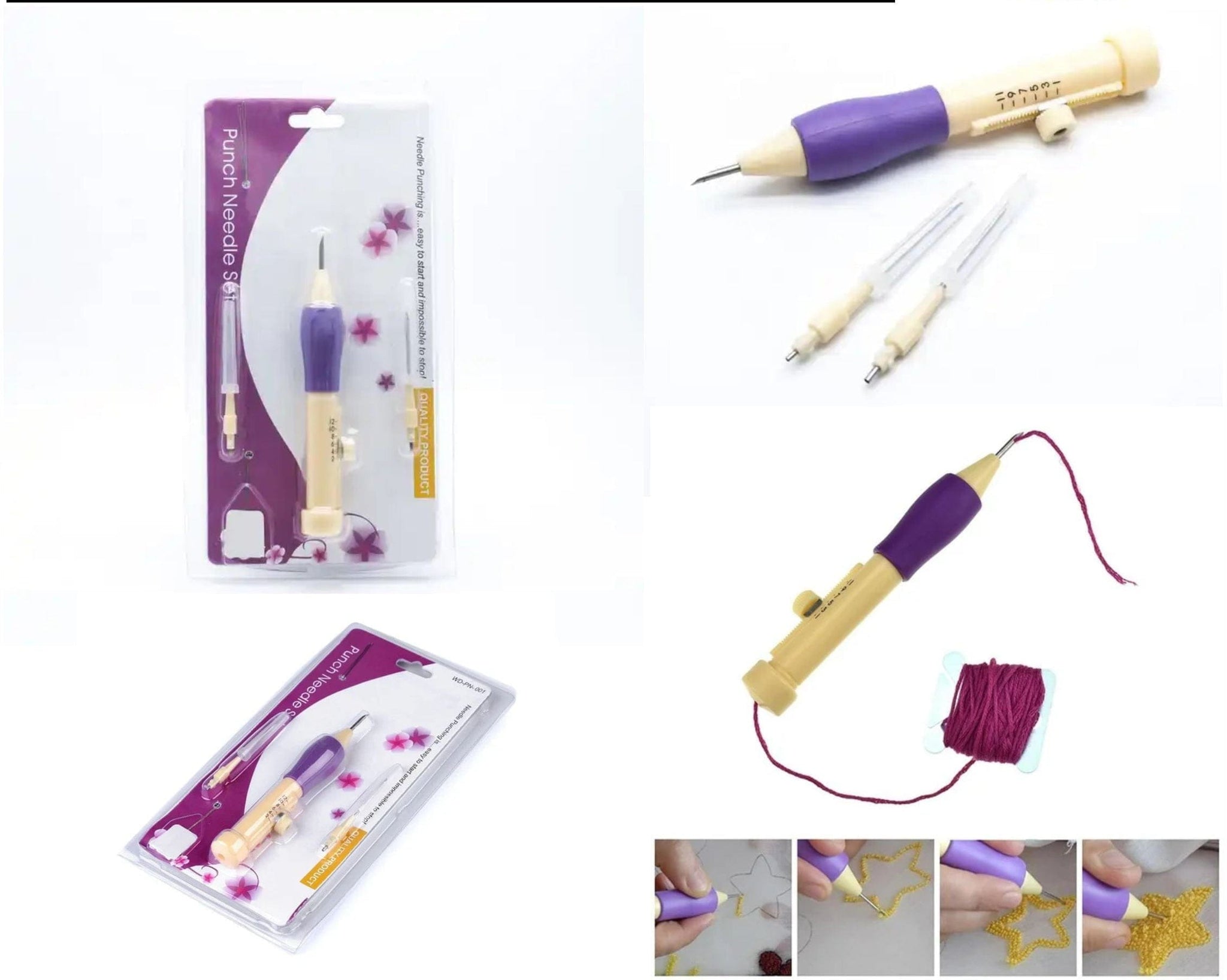 Crafteria PURPLE PUNCH NEEDLE TOOL AND THREADER