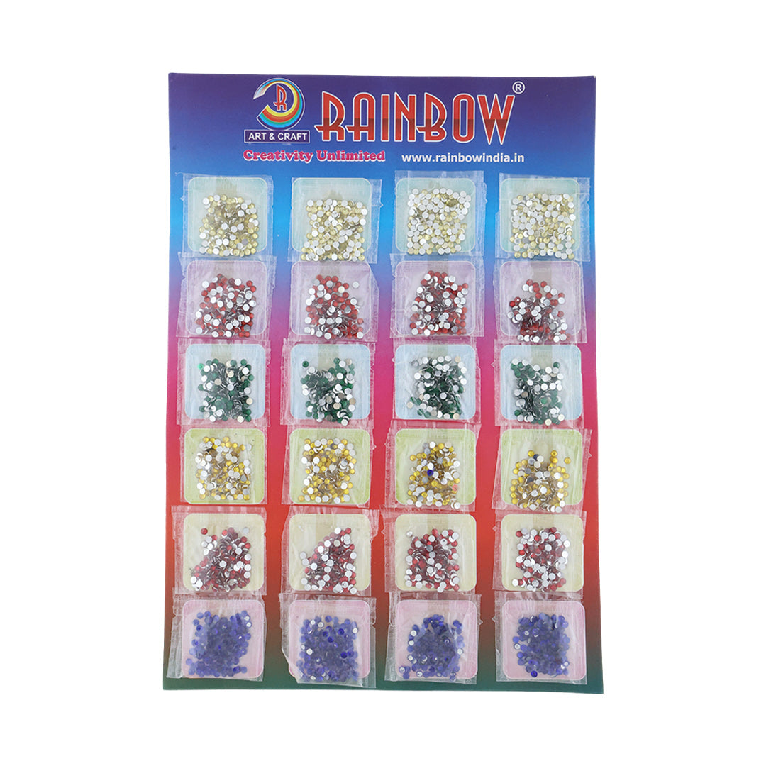 Crafteria 4MM Multi Colour Rhine Stone 20Pkt/Card