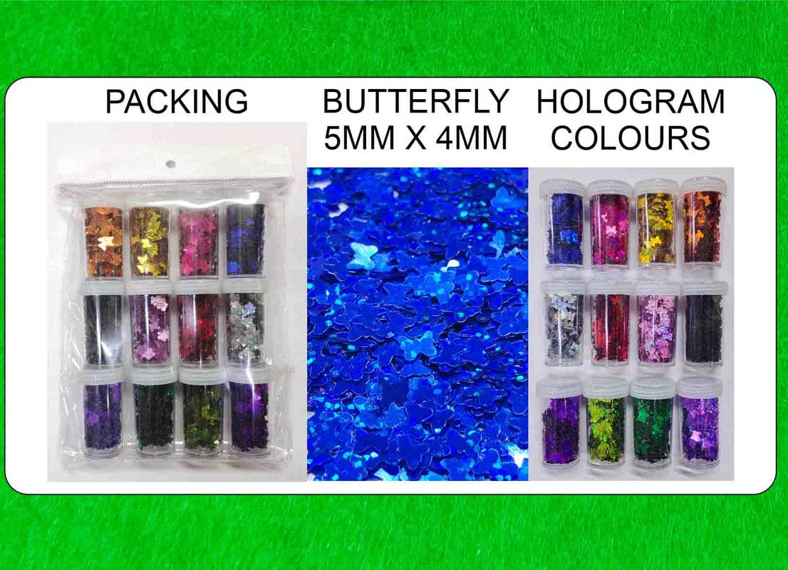 my store RESIN ACC GLITTERS HOLOGRAPHIC BUTTERFLY DESIGN