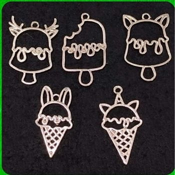 my store RESIN ACC 5 IN 1 ICE-CREAM SHAPE R.GOLD COLOUR BAZELS