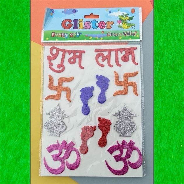 Crafteria Small Diwali Glitter Sticker D01 (Rendom Colours)