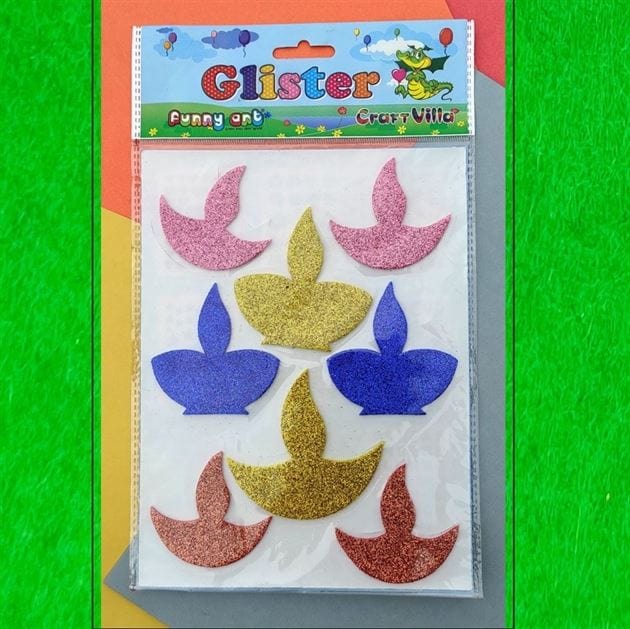 Crafteria Small Diwali Glitter Sticker D01 (Rendom Colours)
