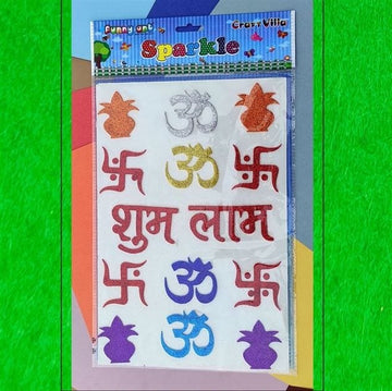 Crafteria Big Diwali Glitter Sticker D01 (Rendom Colours)
