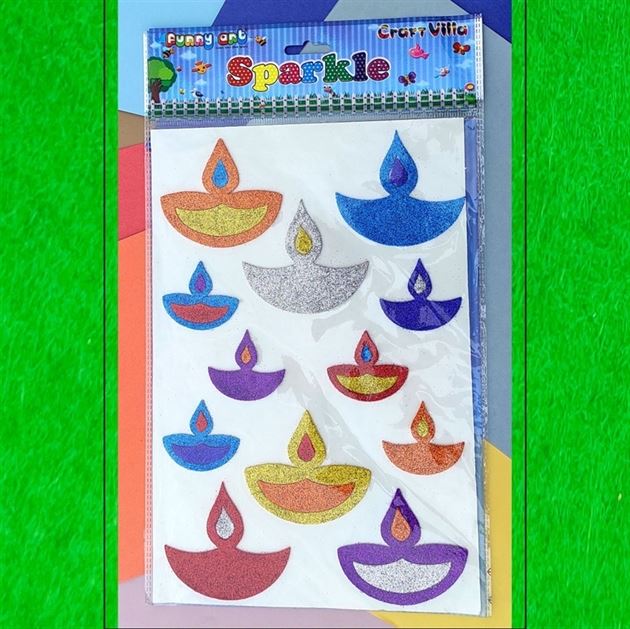 Crafteria Big Diwali Glitter Sticker D02 (Rendom Colours)