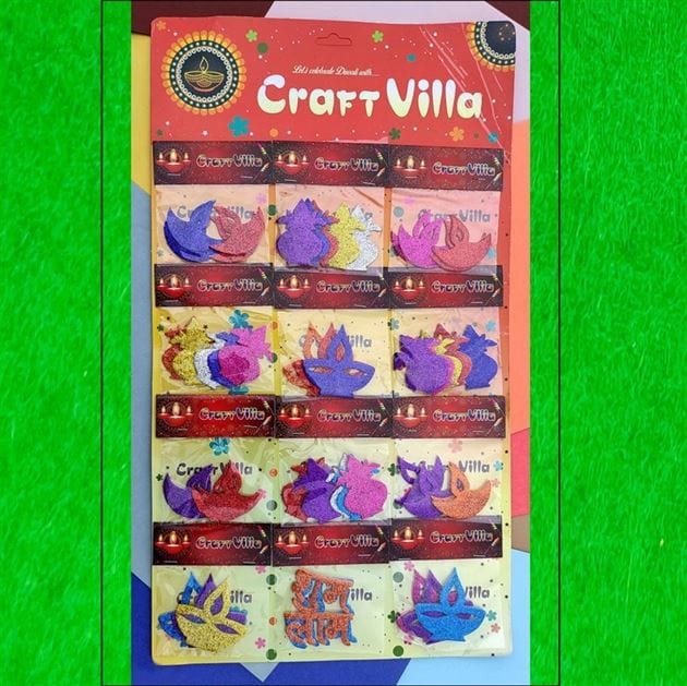 Crafteria Diwali Glitter Sticker (Rendom Colours)