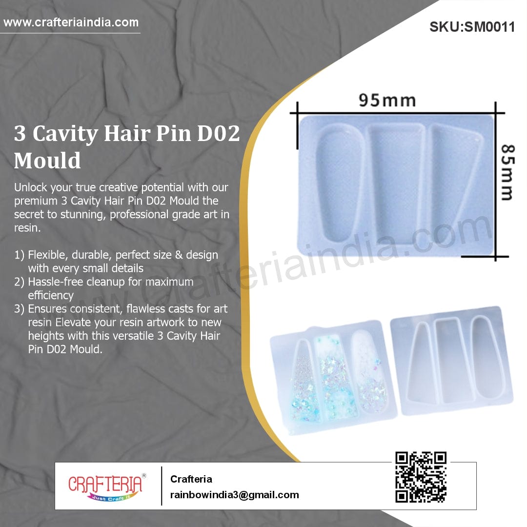 My Store Silicon Mould 3 Cavity Hair Pin D02 Mould