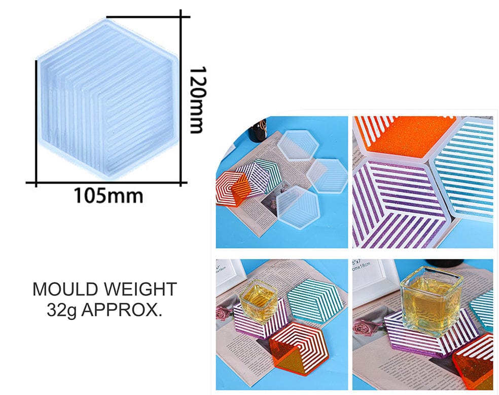 My Store Silicon Mould DESIGNER HEXAGON COASTER D01  MOULD