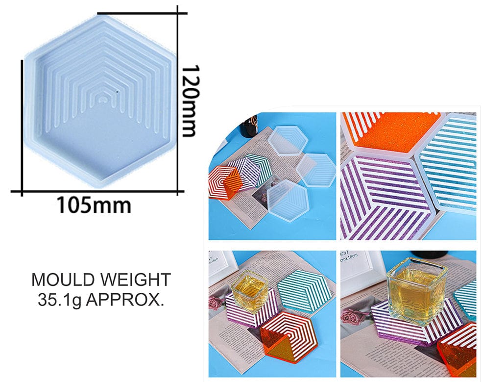 My Store Silicon Mould DESIGNER HEXAGON COASTER D02 MOULD