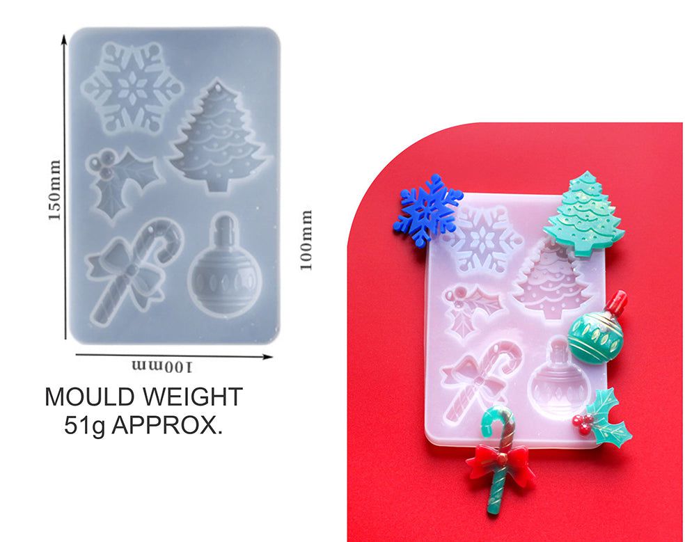 My Store Silicon Mould 5 IN 1 CHRISTMAS PENDANT & KEYCHAIN MOULD