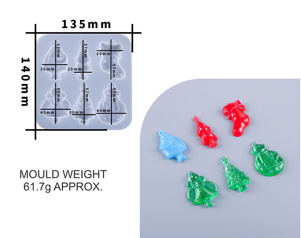 My Store Silicon Mould 6 IN 1 SNOWFLAKES PENDANT & KEYCHAIN MOULD