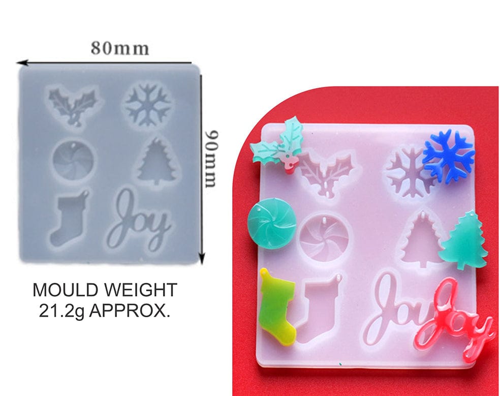 My Store Silicon Mould 6 IN 1 CHRISTMAS PENDANT & KEYCHAIN MOULD