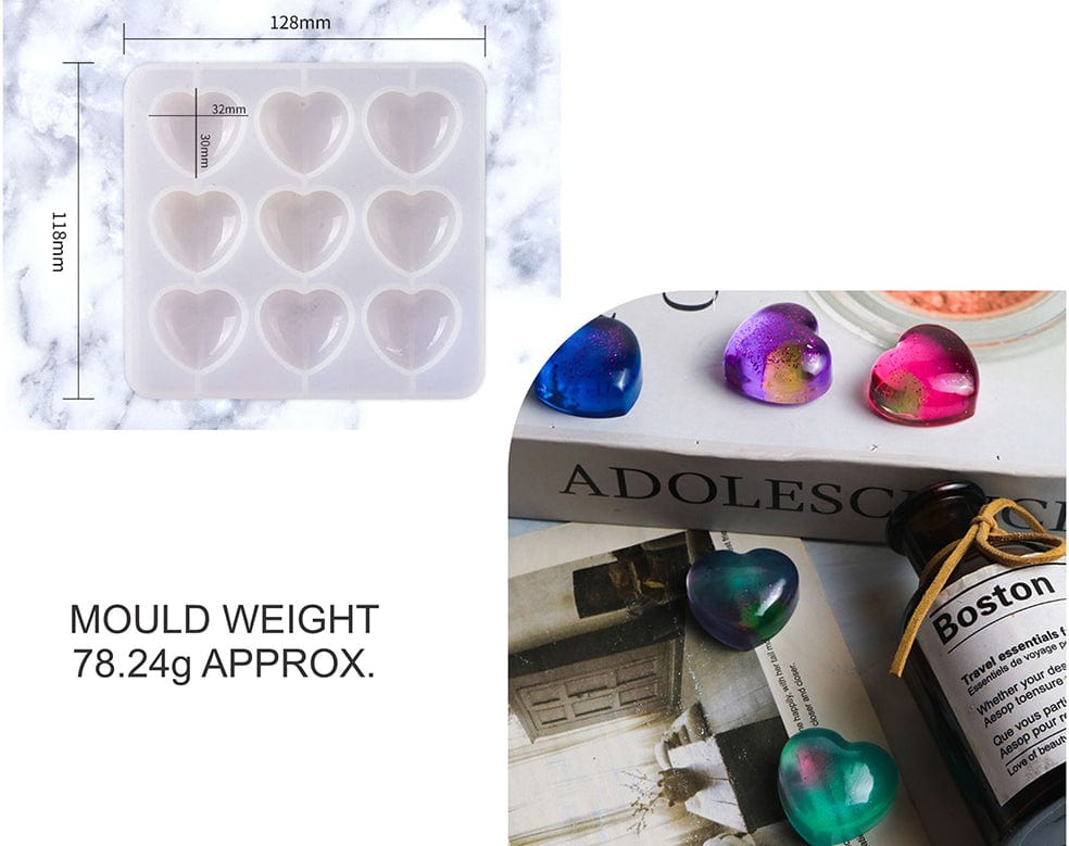 My Store Silicon Mould SMALL 9 CAVITY HEART MOULD