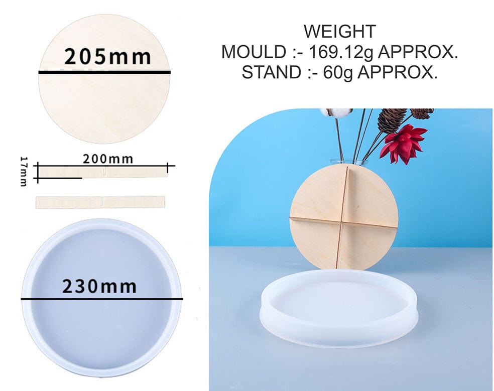 My Store Silicon Mould ROUND PLATE WITH WOODEN SUPPORT MOULD