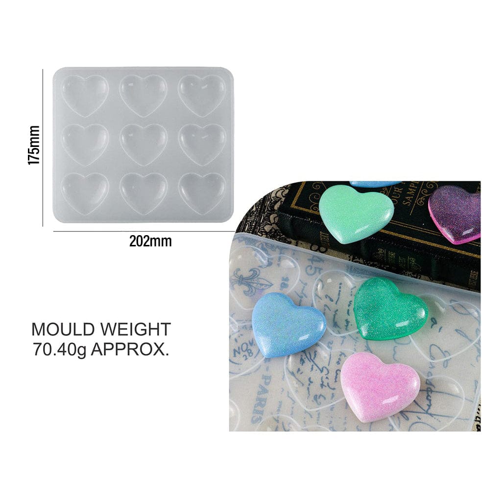My Store Silicon Mould Big 9 Cavity Heart Mould