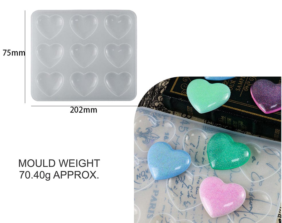 My Store Silicon Mould BIG 9 CAVITY HEART MOULD