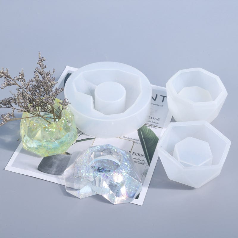 Crafteria Silicon Mould HEART FLOWER POT & TEA LIGHT CANDLE HOLDER MOULD