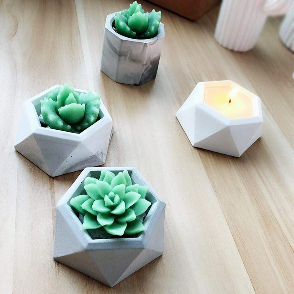 Crafteria Silicon Mould 6-CORNER FLOWER POT & TEA LIGHT CANDLE HOLDER MOULD