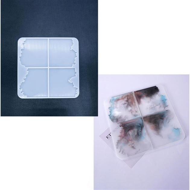 Crafteria Silicon Mould 4 CAVITY GEODE SQUARE COASTER MOULD