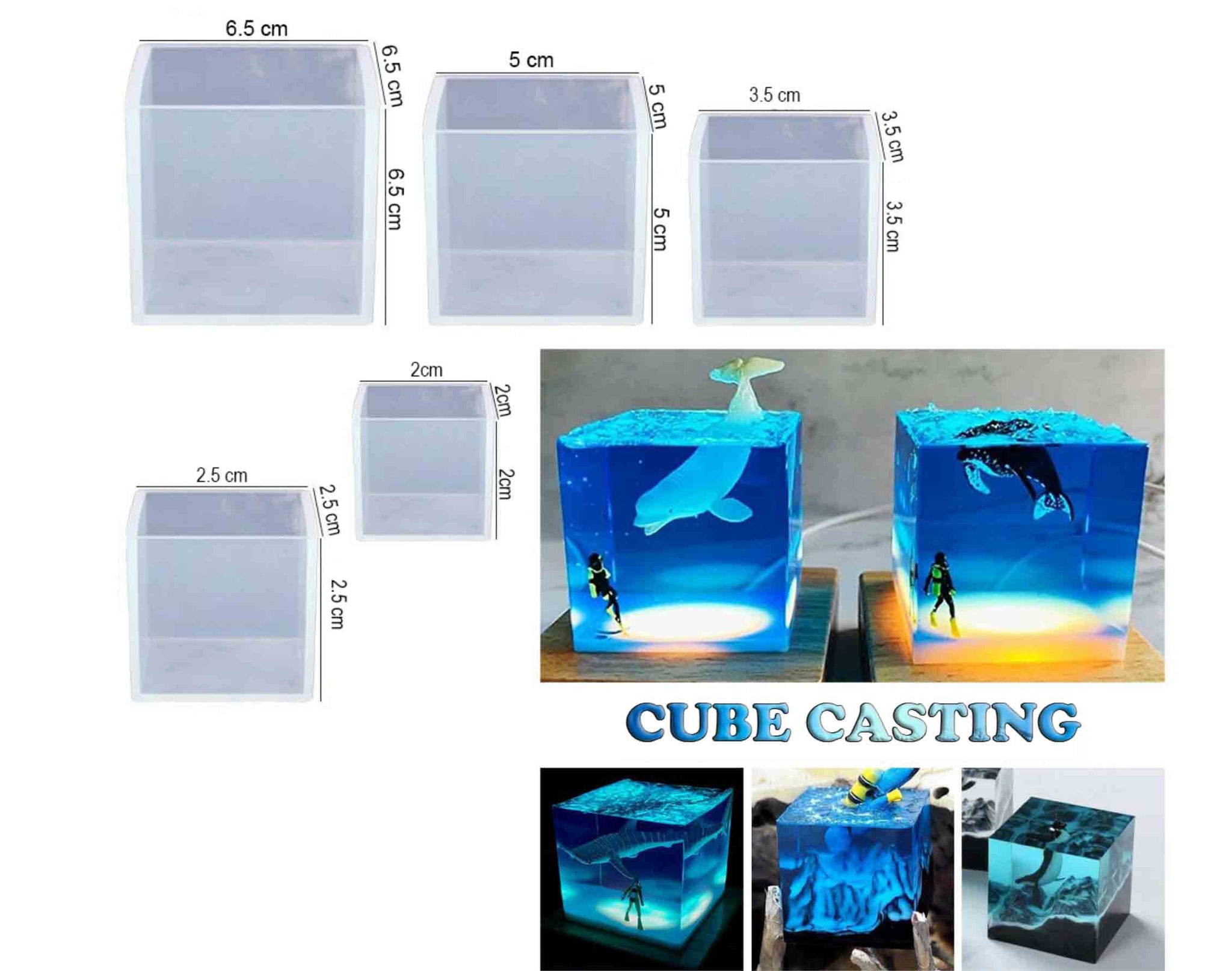 My Store Silicon Mould 5 PCS CUBE CASTING MOULD