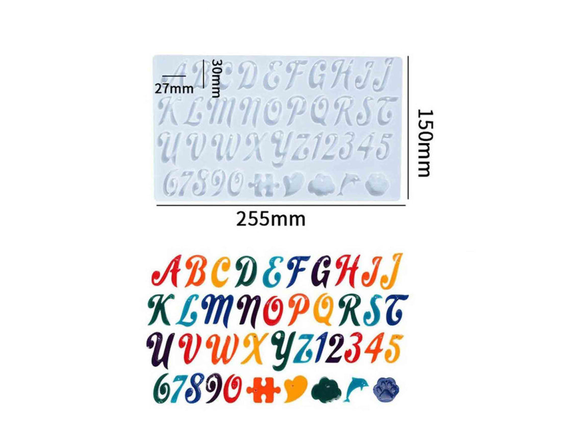 My Store Silicon Mould CURSIVE ABCD WITH HOLE