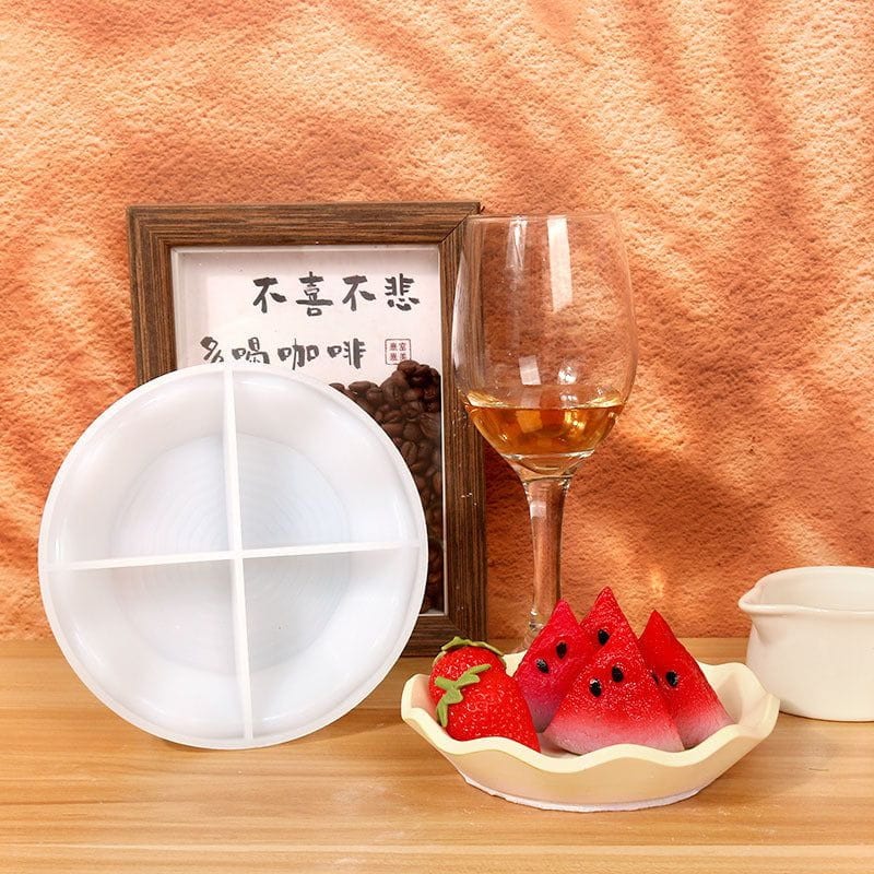My Store Silicon Mould Round Tray With Wavy Boundry Mould