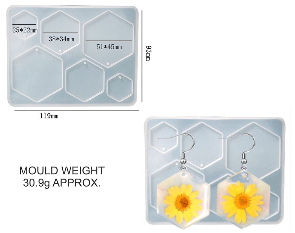 My Store Silicon Mould 6 IN 1 HEXAGON JEWELLERY & KEYCHAIN MOULD