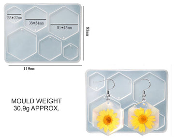 My Store Silicon Mould 6 IN 1 HEXAGON JEWELLERY & KEYCHAIN MOULD