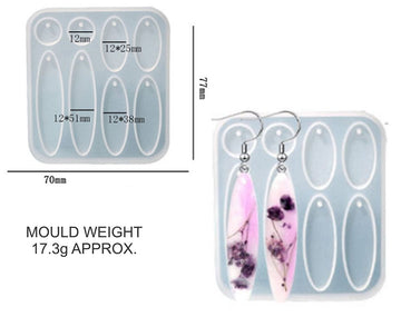 My Store Silicon Mould 6 IN 1 LONG OVAL JEWELLERY & KEYCHAIN MOULD