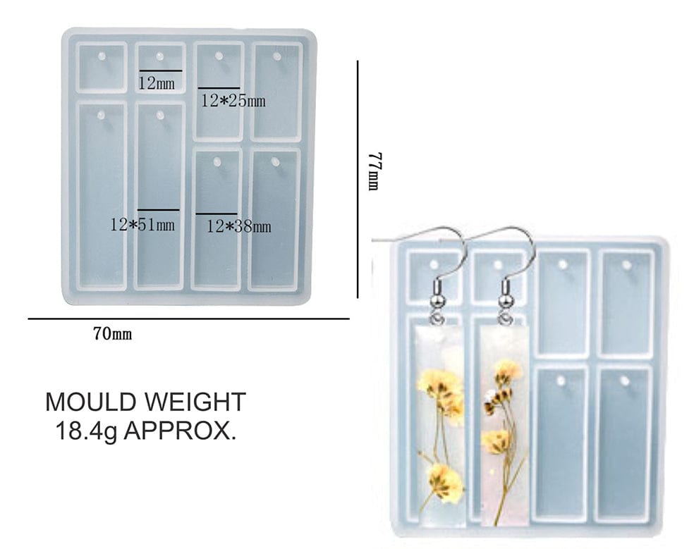 My Store Silicon Mould 6 IN 1 LONG RECTANGLE JEWELLERY & KEYCHAIN MOULD