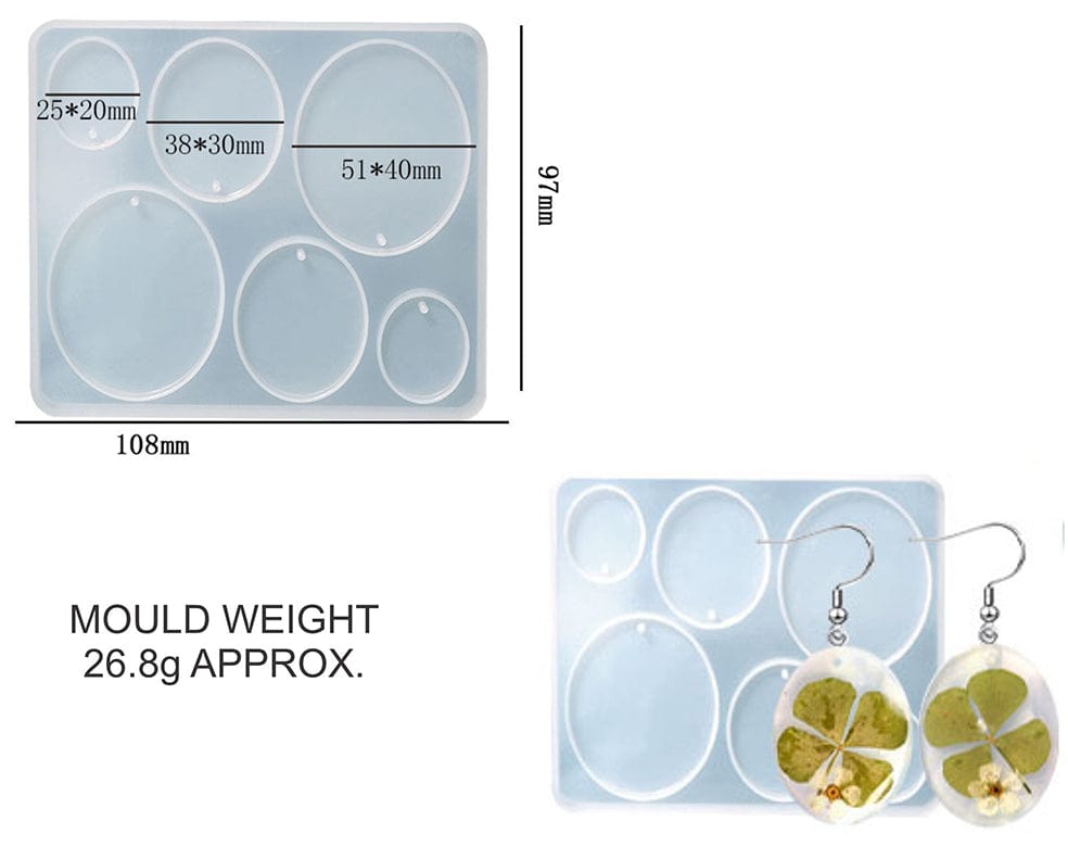 My Store Silicon Mould 6 IN 1 OVAL JEWELLERY & KEYCHAIN MOULD