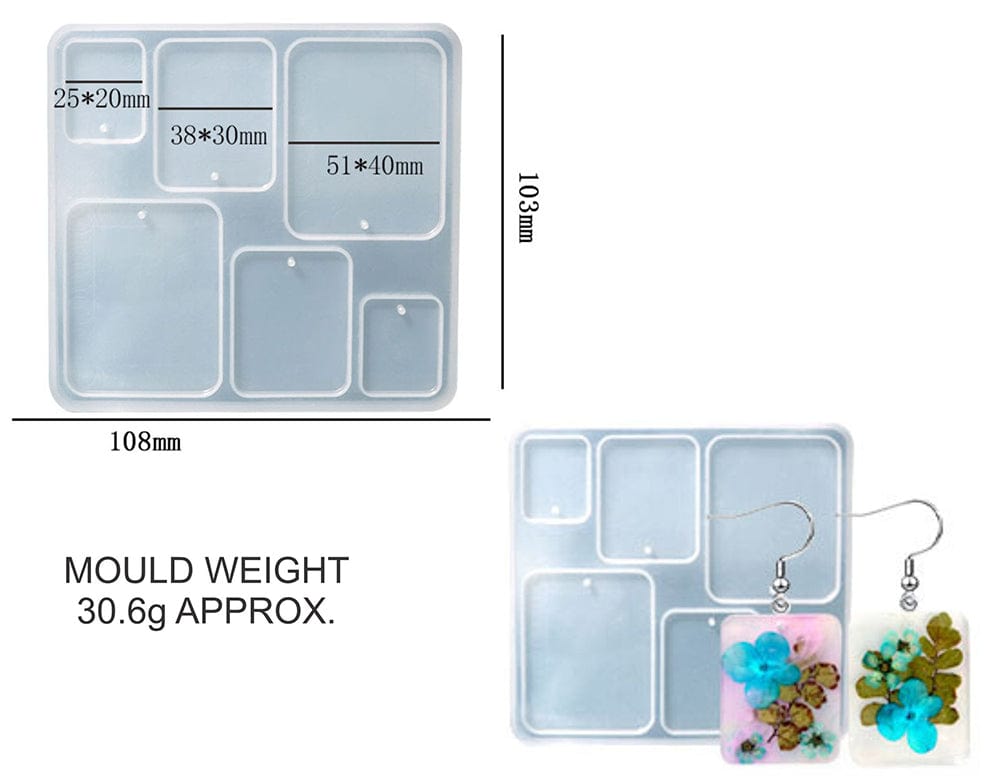 My Store Silicon Mould 6 IN 1 RECTANGLE JEWELLERY & KEYCHAIN MOULD