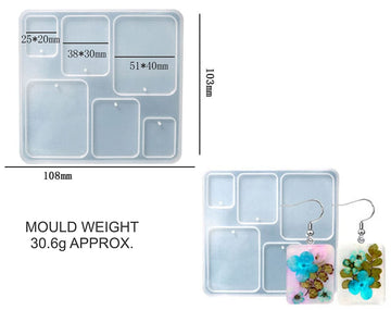 My Store Silicon Mould 6 IN 1 RECTANGLE JEWELLERY & KEYCHAIN MOULD