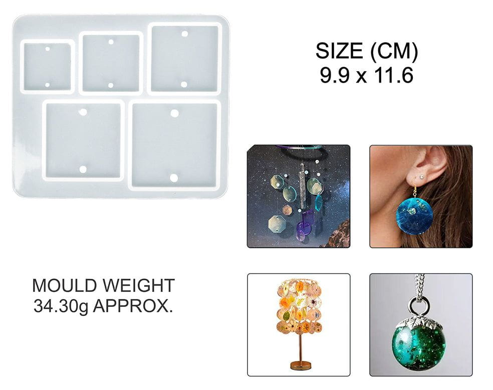 My Store Silicon Mould 5 IN 1 SQUARE JEWELLERY & RAKHI MOULD