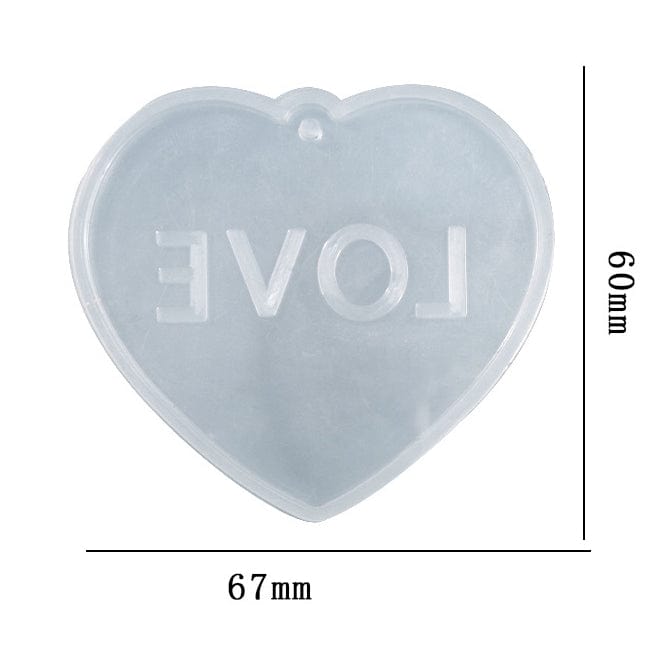 Heart Shape With Love Writing Keychain & Pendant Mould