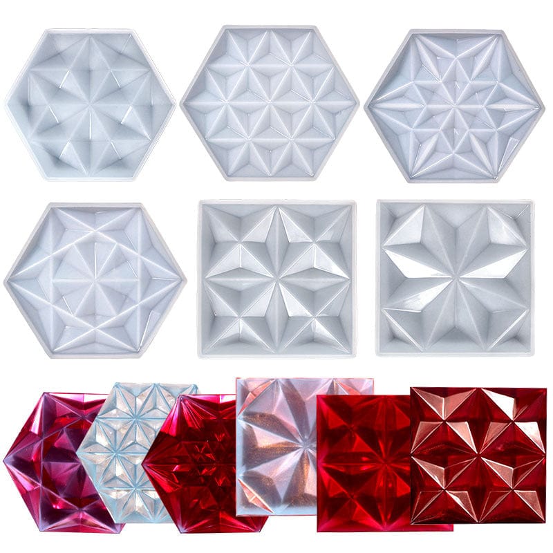 Square With 3D 8 Corner Star Coaster Mould