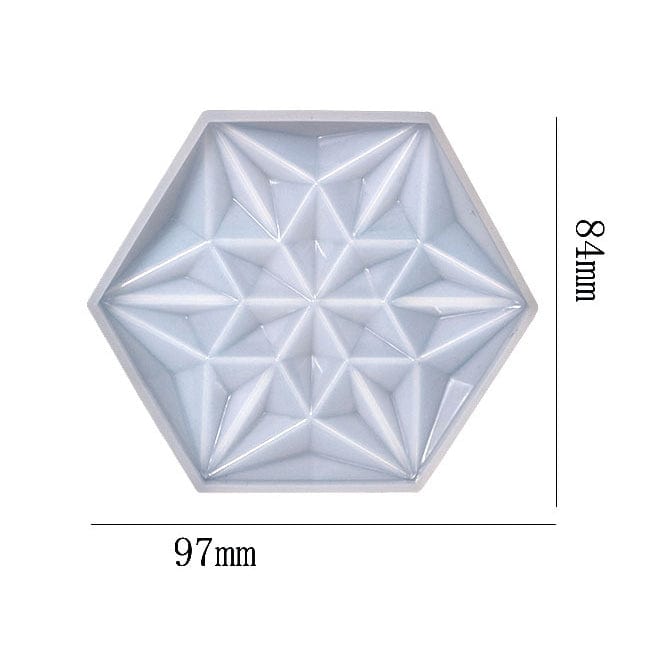 Hexagon With 3D 6 Corner Star Coaster Mould Design No : 2