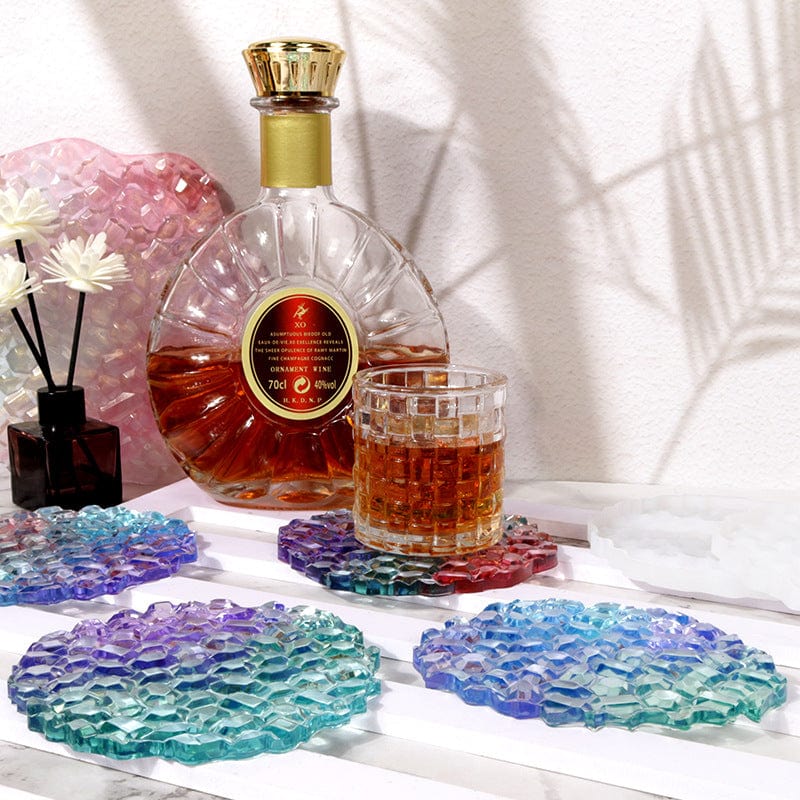 My Store Silicon Mould Oval Agate Mosaic Texture Coaster Mould Des No : 4