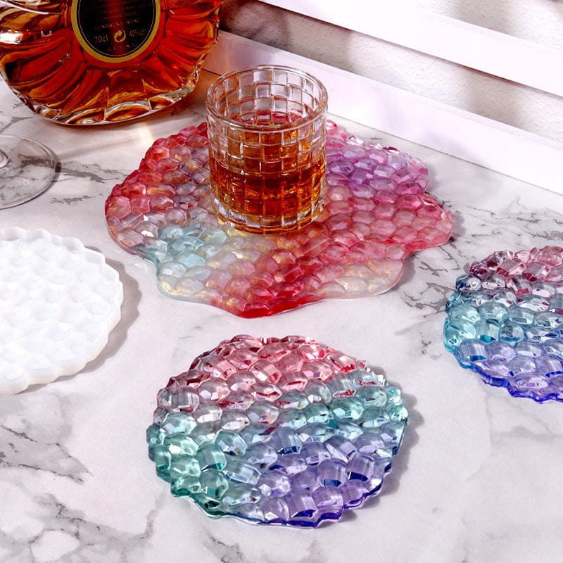 Round Agate Mosaic Texture Coaster Mould Des No : 5