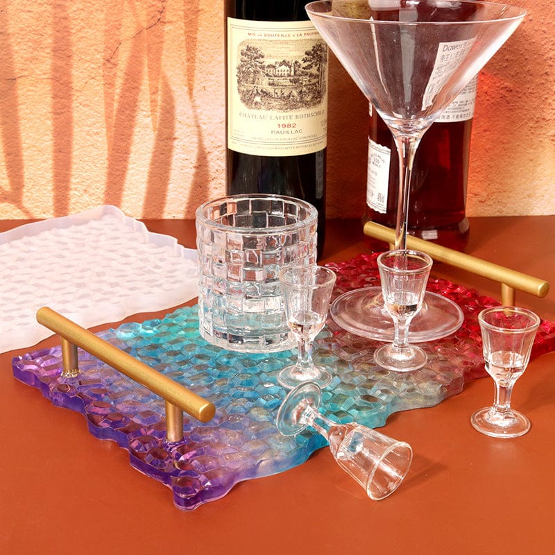 My Store Silicon Mould 7.5" X 12" Rectangle Agate Mosaic Texture Tray Mould