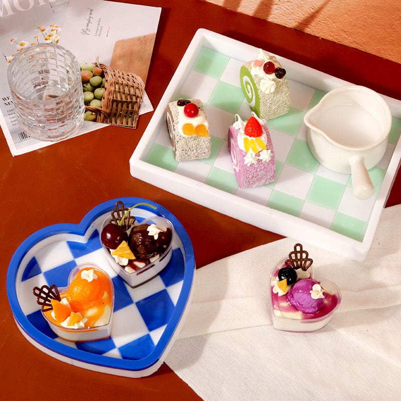 My Store Silicon Mould Heart Chess Board Texture Trinklet Tray Mould