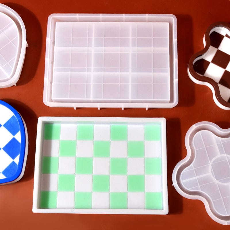 Rectangle Chess Board Texture Trinklet Tray Mould