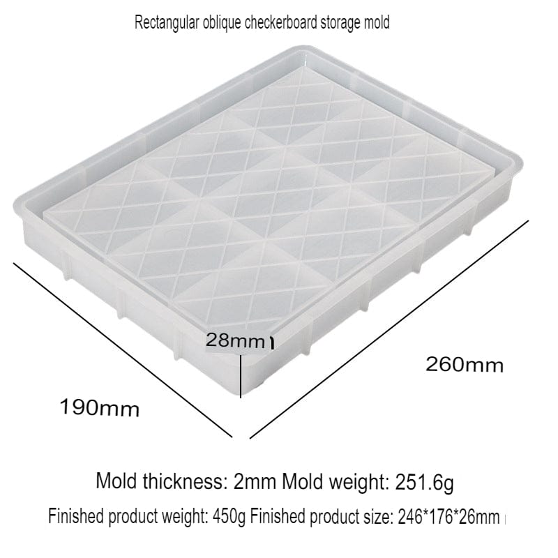 My Store Silicon Mould Rectangle Checkered (Katli) Design Storage Tray Mould