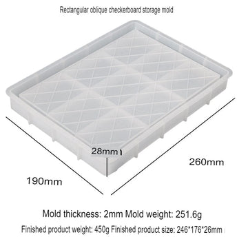My Store Silicon Mould Rectangle Checkered (Katli) Design Storage Tray Mould