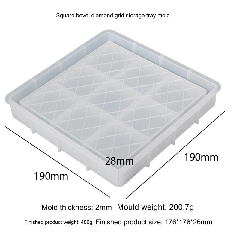 My Store Silicon Mould Square Checkered (Katli) Design Storage Tray Mould