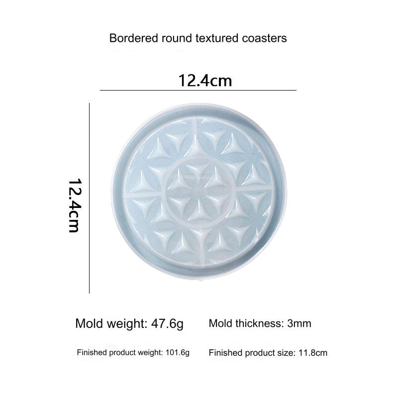 My Store Silicon Mould Round Textured Coaster With Boundry Mould