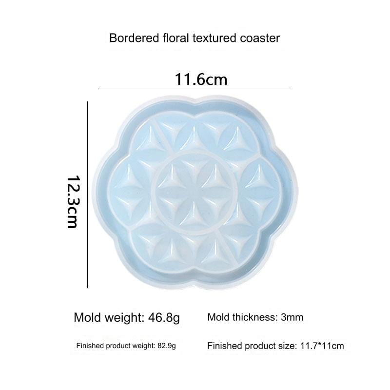 My Store Silicon Mould Flower Textured Coaster With Boundry Mould