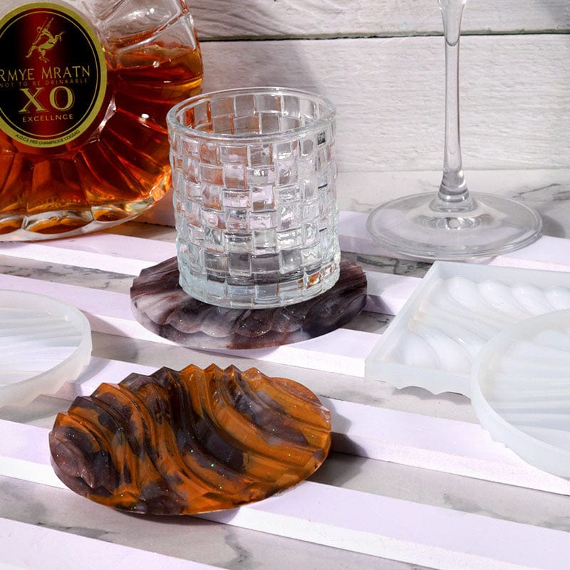 My Store Silicon Mould Round Wavy Textured Coaster Mould